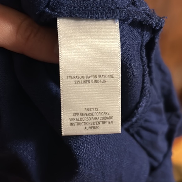 EUC Maison Tara linen-blend indigo colored button down midi dress, size 14 - Picture 6 of 7